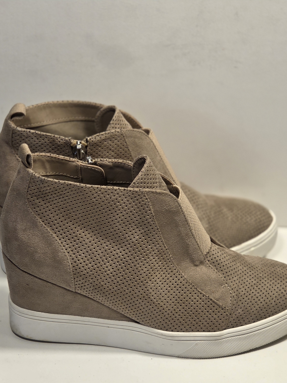 MIA Taupe Slip-On High-Top Perforated Sneakers - Picture 2 of 9